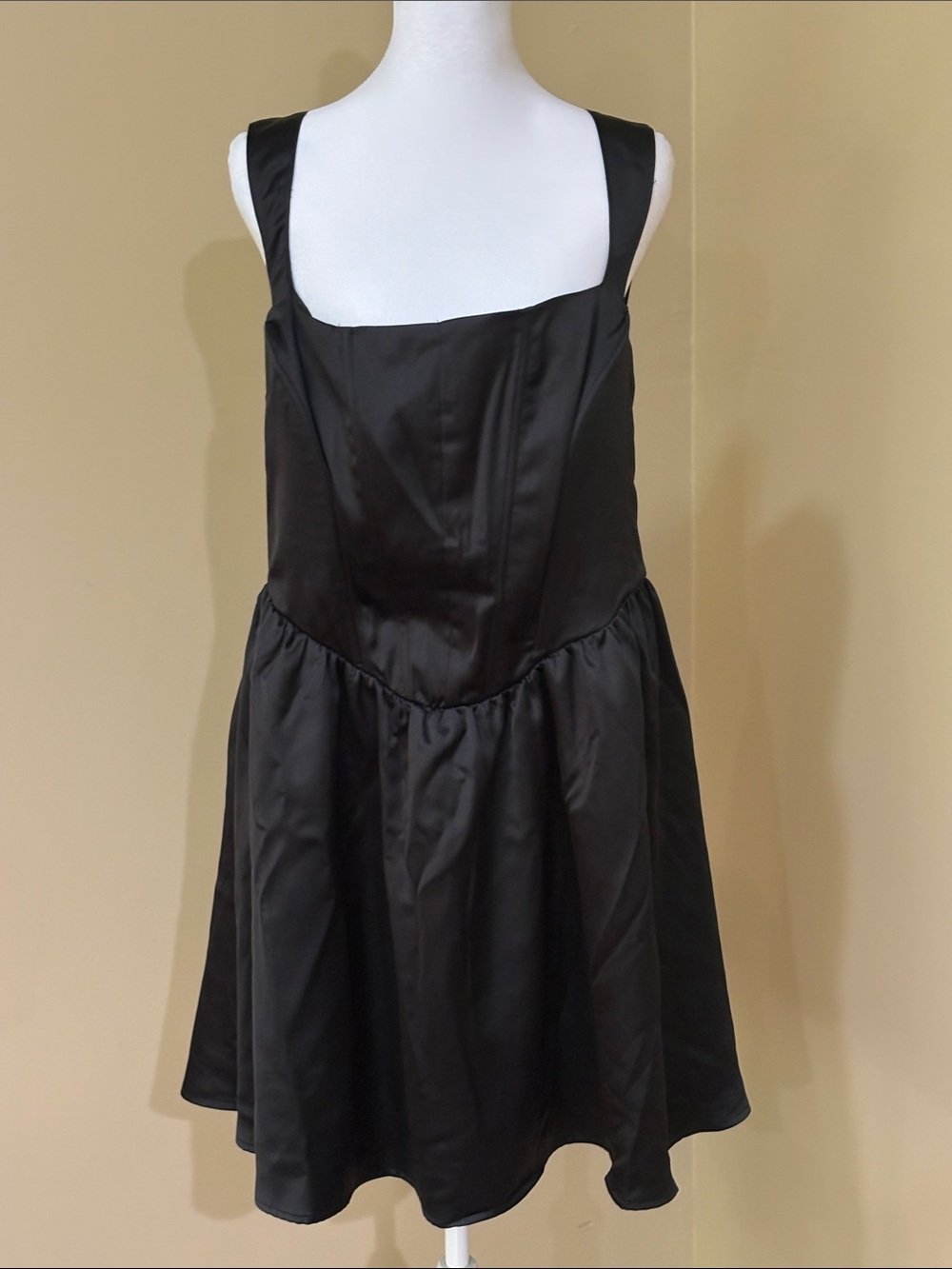 Wild Fable Black Satin Corset
Skater Mini Dress satin cocktail Holiday